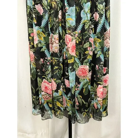 Mac Duggal Multicolor Floral Illusion Cap Sleeve Midi Dress 6 NWT #9149 Chiffon - Picture 8 of 16